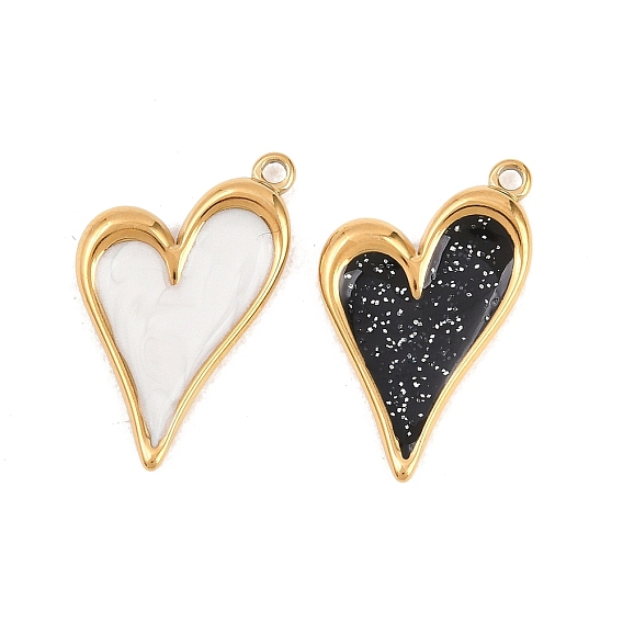 304 нержавеющей стальной эмали подвески, сердце прелести, ионное покрытие (ip), с блеском порошок, реальный 18 k позолоченный