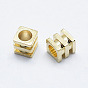 Brass Beads, Long-Lasting Plated, Nickel Free, Grooved Beads, Cube