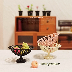 Alloy High-footed Fruit Plate Model, Micro Landscape Home Dollhouse Accessories, Pretending Prop Decorations