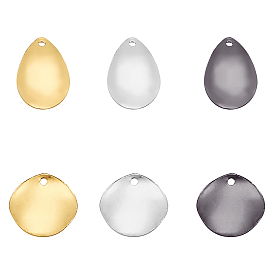 60Pcs 6 Style Brass Pendants, Twisted, Flat Round & Teardrop
