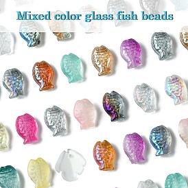 50Pcs 25 Styles Handmade Electroplate Glass Beads, Fish