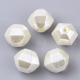 Perles de nacre en plastique ABS, facette, rondelle