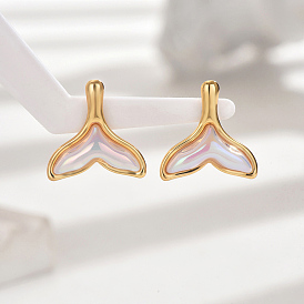 Vintage Stainless Steel Mermaid Tail Stud Earrings for Women, Elegant and Versatile Gift