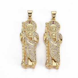 Brass Micro Pave Clear Cubic Zirconia Pendants, Nickel Free, Virgin