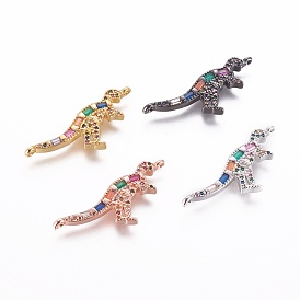 Brass Micro Pave Cubic Zirconia Links, Dinosaur