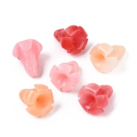 Two Tone Synthetic Coral Carved Beads, Dyed, Flower