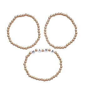 3pcs 3 style word mama & round ccb ensembles de bracelets extensibles en perles acryliques pour la fête des mères