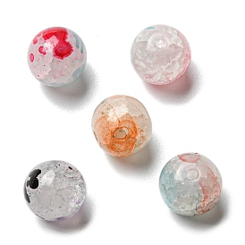 Transparent Crackle Glass Beads, Imitation Brokenness Jade, Round