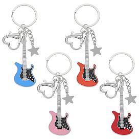 4шт 4 брелоки из цветного железа с сплавом, гитар