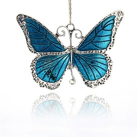 Colgantes de la aleación del esmalte, mariposa, plata antigua, 64x86x3 mm, agujero: 4.5 mm