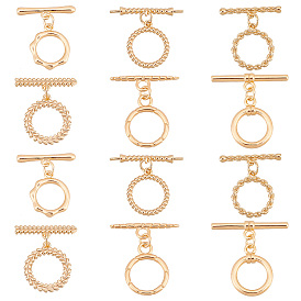 12шт. 6 стили латунные застежки-тоглы, кольцо