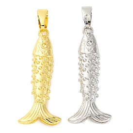 Rack Plating Brass Micro Pave Cubic Zirconia Pendants, Fish