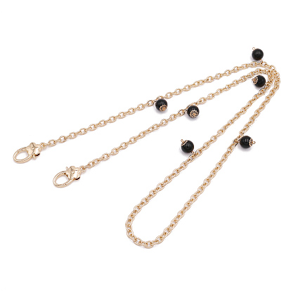 Alloy Bag Straps, with Acrylic Beads and Alloy Clasps, Bag Repalcement Accessories