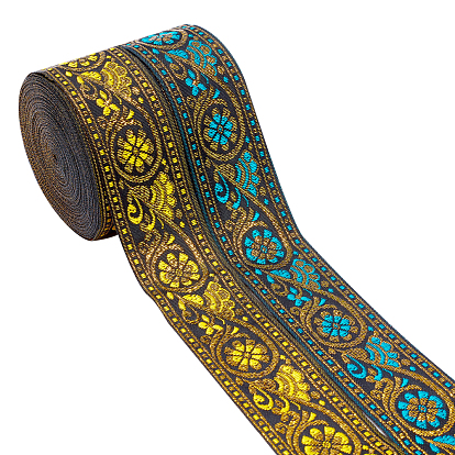 2rouleaux 2couleurs style ethnique broderie rubans polyester, ruban jacquard, accessoires du vêtement, motif floral simple face