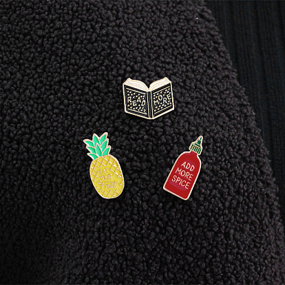 Fun Cartoon Pineapple & Tomato Sauce Brooch with Oil Droplets - Unique Fashion Accessory