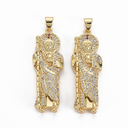 Brass Micro Pave Clear Cubic Zirconia Pendants, Nickel Free, Virgin