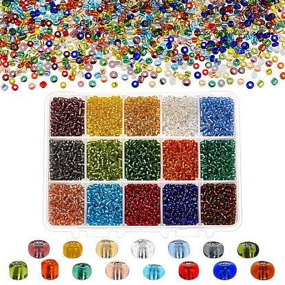 Бисер из стекла , серебряная линия круглое отверстие, круглые бусинки