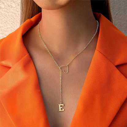 Ожерелья-лариаты из сплава с сердцем и буквой е для женщин
