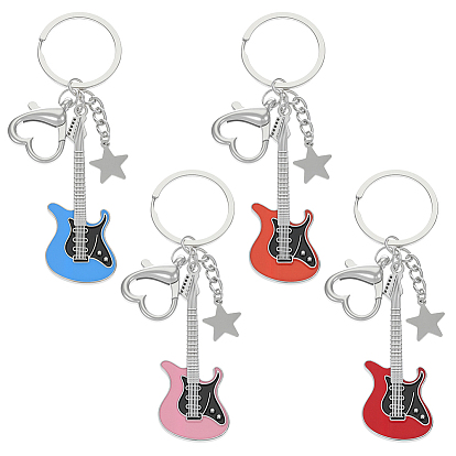 4шт 4 брелоки из цветного железа с сплавом, гитар