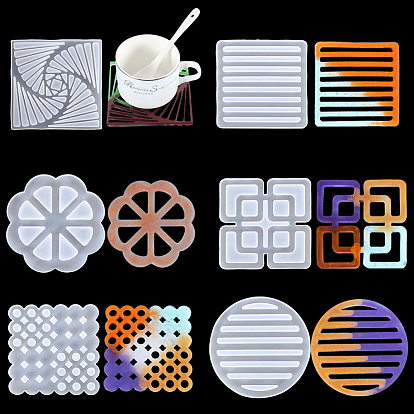 Square/Flower/Flat Round DIY Silicone Molds, Resin Casting Molds, For UV Resin, Epoxy Resin Jewelry Making