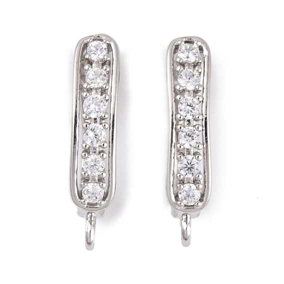 Rack Plating Brass Cubic Zirconia Hoop Earring Findings, Cadmium Free & Lead Free, Long-Lasting Plated