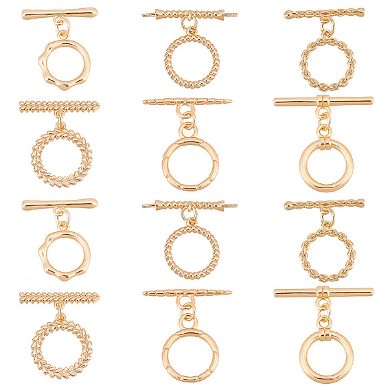 12шт. 6 стили латунные застежки-тоглы, кольцо