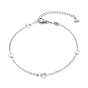304 Stainless Steel Cable Chain Anklets, with Textured Heart Links and Lobster Claw Clasps