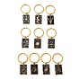 10шт. брелки из эмалевого сплава, с железными кольцами, прямоугольник с рисунком, золотые