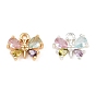 Brass Micro Pave Colorful Cubic Zirconia Charms, Butterfly Charms