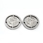 304 Stainless Steel Links Connectors, Flat Round with Flower
