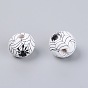 Natural Wood Beads, Round with Spider Web Pattern