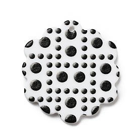 Polka Dot Pattern Opaque Acrylic Pendants, for DIY Earring Accessories, Hexagon