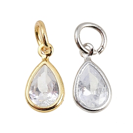 Латунные микропаве прозрачные кубические циркониевые подвески, очарование слезы, с целью перехода в кольце, стойки покрытие, долговечный, без свинца и без кадмия