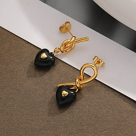 Love Earrings Women's Fashionable Oil Drop Earrings S925 Silver Needle Versatile High-end Earrings Trendy