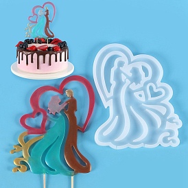 Moules à sucettes en silicone en forme de silhouette de qualité alimentaire, amoureux, moules à fondant pour statues, pour bricolage gâteau comestible, chocolat, candy, sculpture de portrait résine uv et fabrication de bijoux en résine époxy, pour Saint Valentin