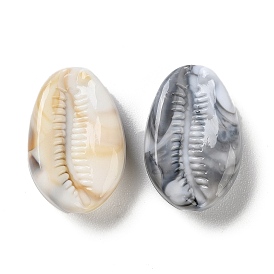 Ocean Theme Opaque Acrylic Beads, Cowrie Shell Shape