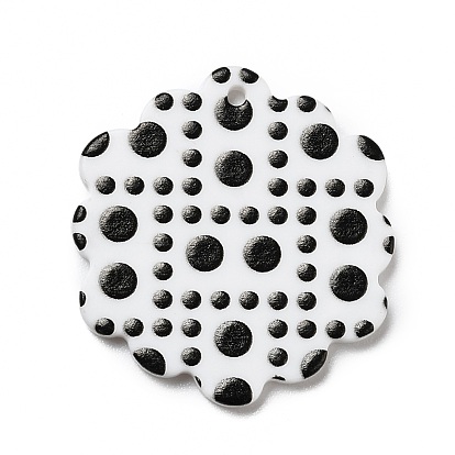 Polka Dot Pattern Opaque Acrylic Pendants, for DIY Earring Accessories, Hexagon