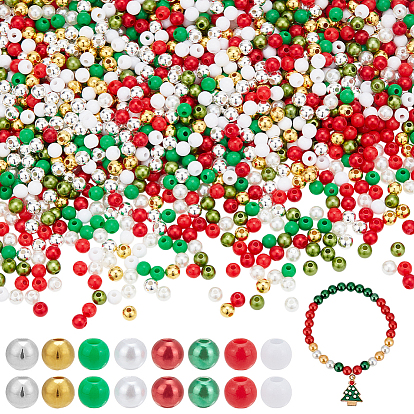 2400 шт. 8 стили рождественской тематики круглые бусины из АБС-пластика и акрила наборы фурнитуры