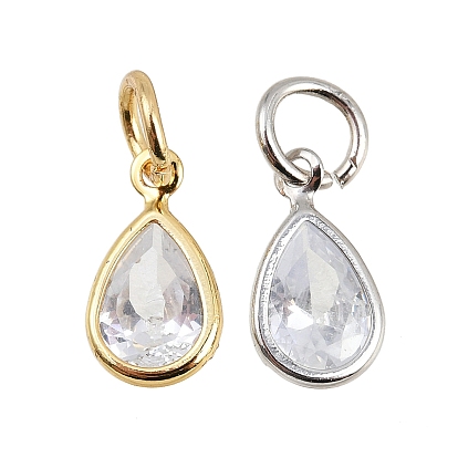 Латунные микропаве прозрачные кубические циркониевые подвески, очарование слезы, с целью перехода в кольце, стойки покрытие, долговечный, без свинца и без кадмия