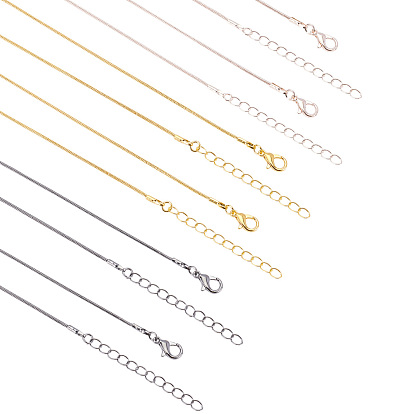 Brass Round Snake Chain Necklace Making, with Lobster Claw Clasps