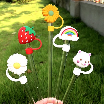 Cute Cactus Glass Straw Cap, Dust-proof And Silicone Straw Cover