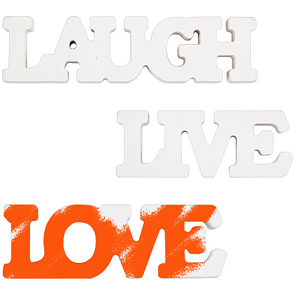 Lettres de panneau de mdf pour les décorations de fête de mur, mot rire et vivre et aimer