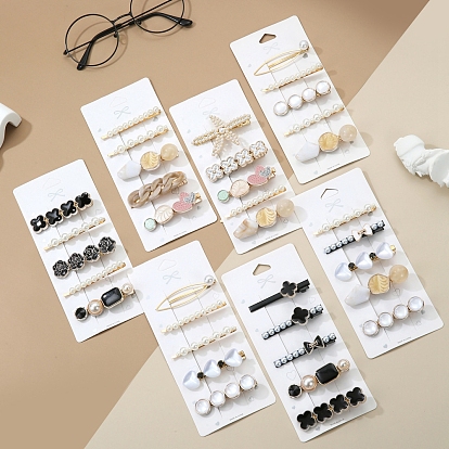 5шт. железный сплав с пластиковыми заколками для волос в форме груши и невидимками из кожи аллигатора