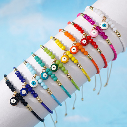 Браслеты из богемского стекла с амулетами от сглаза, Браслеты из бисера и стеклянных бусин для женщин, граненые