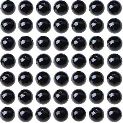 60шт. бусины из натурального черного оникса, класса AB, круглые, окрашенная и подогревом