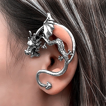 Alloy Dragon Stud Earrings, Climber Wrap Around Earrings for Men Women