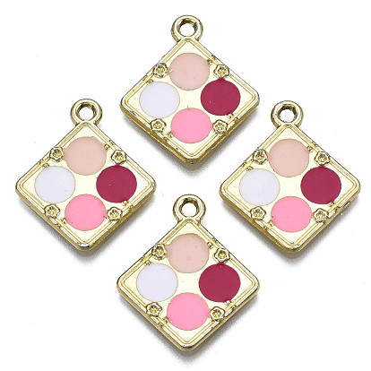 Crémaillère placage pendentifs en émail d'alliage, sans cadmium et sans nickel et sans plomb, palette de fards à paupières rhombus 4-color