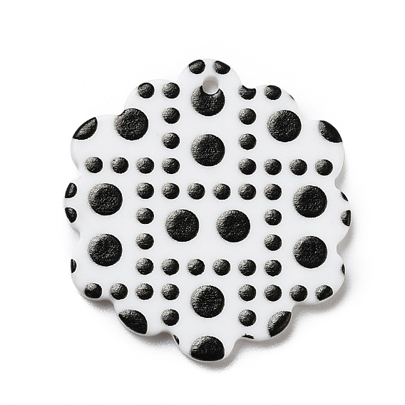 Polka Dot Pattern Opaque Acrylic Pendants, for DIY Earring Accessories, Hexagon