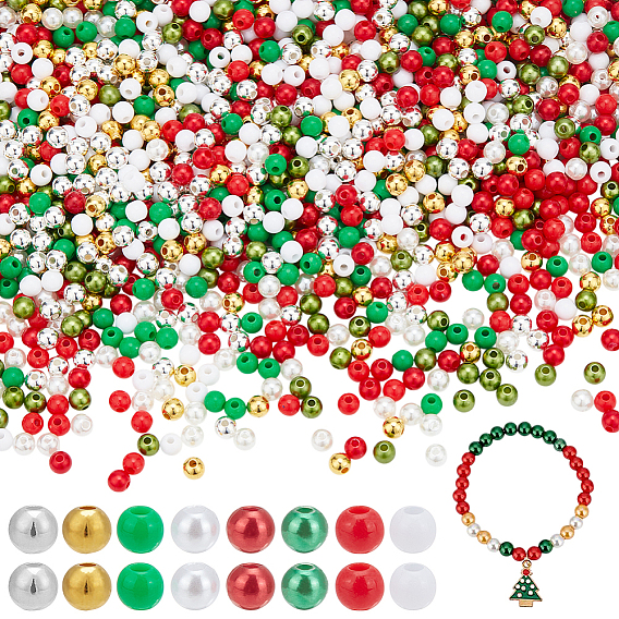 2400 шт. 8 стили рождественской тематики круглые бусины из АБС-пластика и акрила наборы фурнитуры