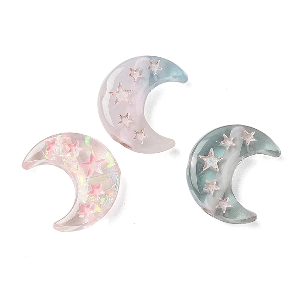 Прозрачный бисер cmолой, голографические бусы, Луна и звезды, с эмалью
